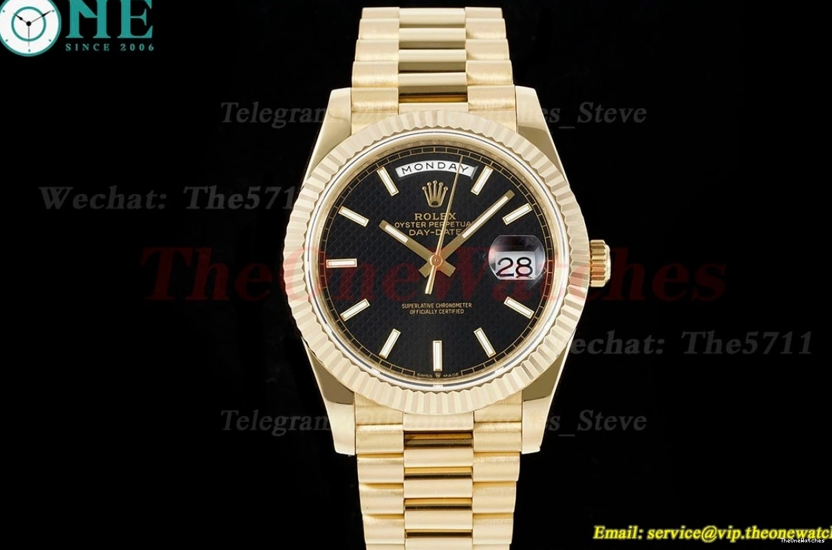 JDF (Gain Black 228238 YG DayDate VR3255 Dial V4 Textured 40mm YG Weight) 1204